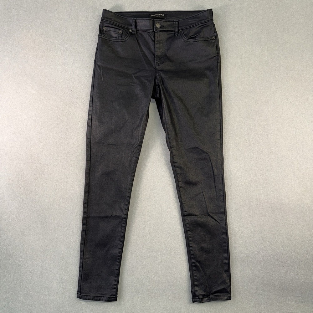 Women's Banana Republic Skinny Fit Black Coated Denim‎ Jeans Size 27/4R
